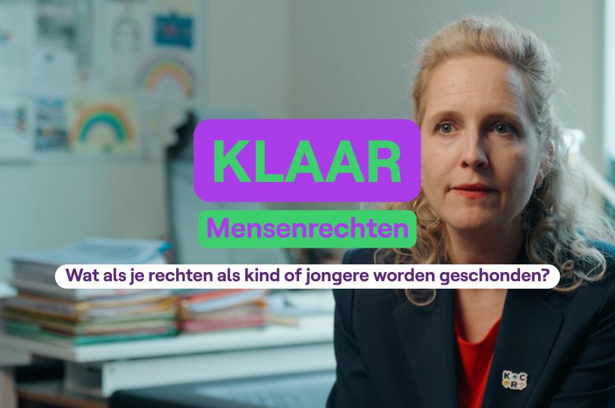 Startbeeld van Klaar-video over mensenrechten met Caroline Vrijens 